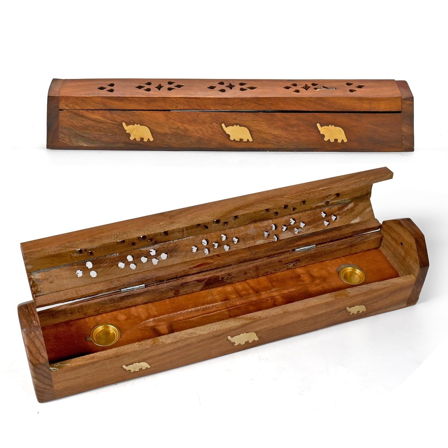 Wooden Agarbatti Incense Stick Box Holder with Dhoop Stand and Ash Catcher