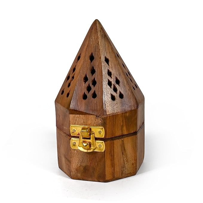 Wooden Agarbatti Incense Stick Box Holder with Dhoop Stand and Ash Catcher