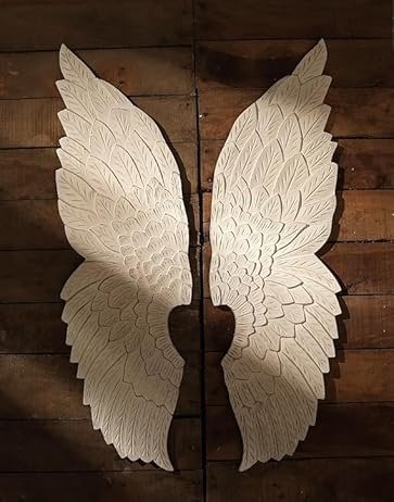 Carved White Wooden Angel Wings Wall Décor